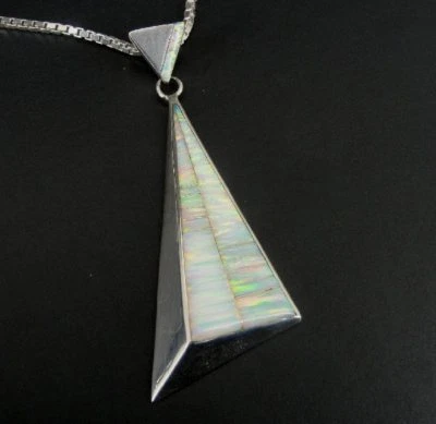 Collar Plata Gilson Ópalo Incrustaciones Grande Esterlina 925 Cadena Colgante Collar Foto 1 de 4