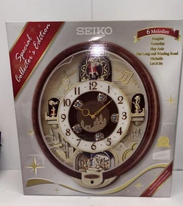 NEW *READ* Seiko Melodies In Motion Musical Clock Hi-Fi Beatles Songs QXM160BRH - Picture 1 of 19