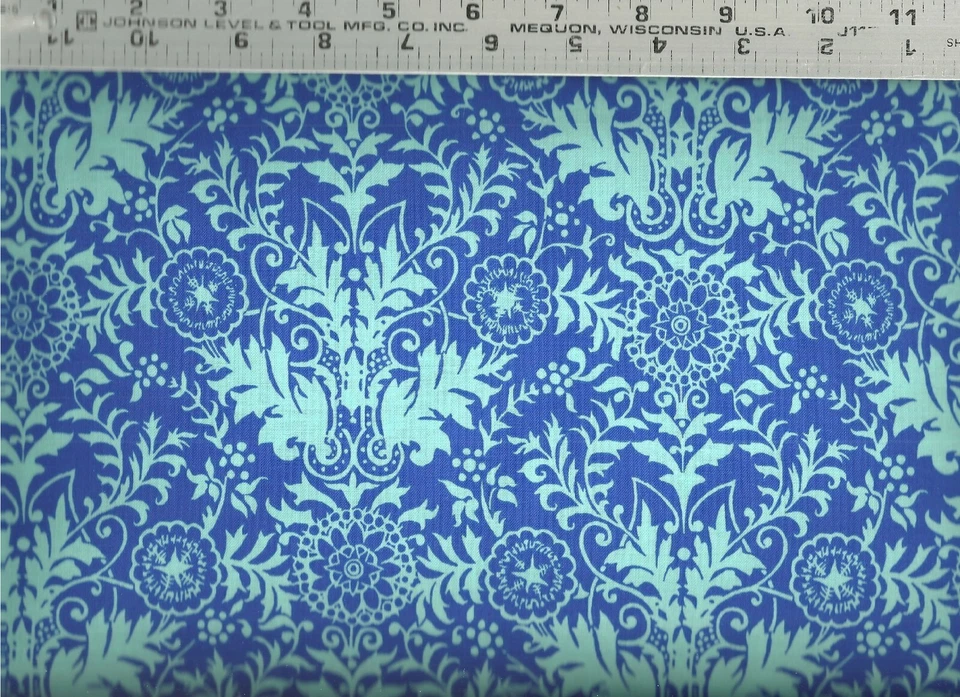 Ink & Arrow ~ Lyla Damask 26106-YQ ~ Blue on Blue  100% Cotton Quilt Fabric BTY - Image 1 of 1
