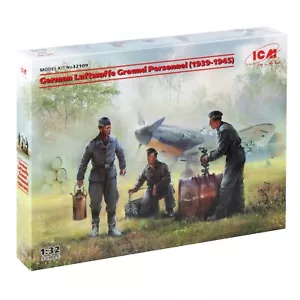 Kit modelo ICM 32109 1:32 personal de tierra de la Luftwaffe alemana (1939-1945) 3 figuras - Imagen 1 de 12