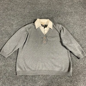 Studio Works Shirt Sweater Womens Large Gray Henley Collared Cotton Formal Work - Picture 1 of 11