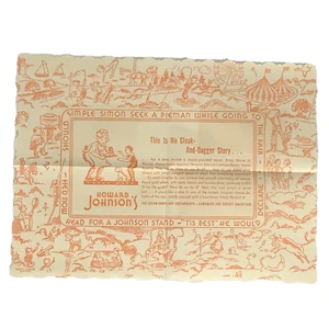 50er 60er Jahre Howard Johnsons Papier Tischset Hotel Restaurant Souvenir einfach - Bild 1 von 8