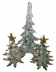 Clear Christmas Tree Collection  - 1 Large Glass & 2 Plastic Ornaments - Picture 1 of 8