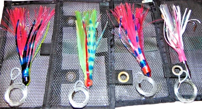 Lote de 4 Señuelos de arrastre de agua salada Mahi Atún Wahoo para pesca en alta mar hechos a medida Foto 1 de 3