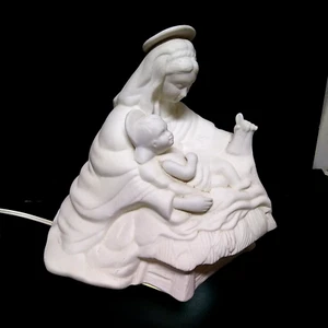 Vtg Mary with Baby Jesus Bisque Porcelain Figurine by Gorham Lighted (Lights Up) - Picture 1 of 7
