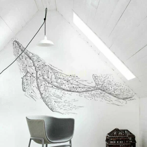 Geometric Whale Removable Wall Stickers Kids Nursery Home Decor Art Decals DIY - Picture 1 of 5