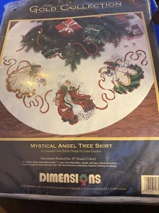Dimensions Gold Collection Mystical Angel Christmas Tree Skirt 8474 Laine Gordon - Picture 1 of 6