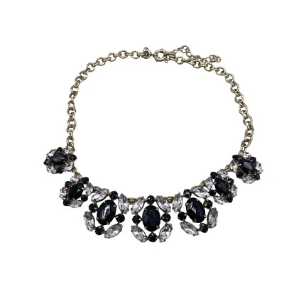 J. Collar Crew llamativo detalles de cristal negro y transparente Foto 1 de 4
