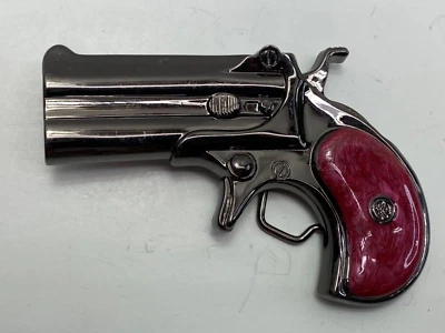 Fivela de cinto vintage década de 1970 Derringer pistola manual - Imagem 1 de 4