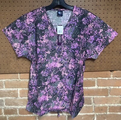 Medgear Spilled Paint Scrub Top Size Small V-Neck New With Tags - Image 1 of 2