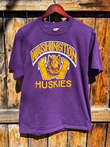 Vintage XL Washington Huskies Single Stitch Swingster Tee Shirt Purple Wild - Picture 1 of 6