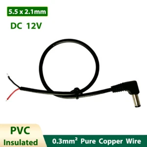 DC 12V Stromanschlusskabel 5,5x2,1mm Kabel Adapter rechtwinklig Stecker 36W - Bild 1 von 5