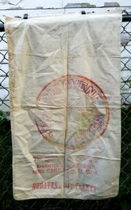 Antico sacco pubblicitario in tessuto primitivo Nudavene fiocchi d'avena Chicago Americana - Foto 1 di 4
