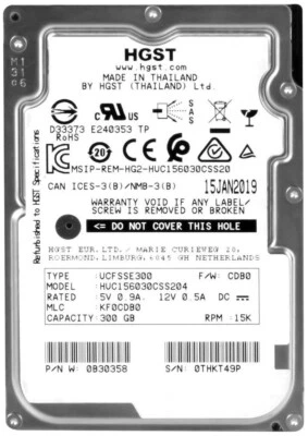 HGST Ultrastar C15K600 HUC156030CSS204 300GB 15000U/Min 128MB SAS-3 2.5'' Inch - Image 1 of 3