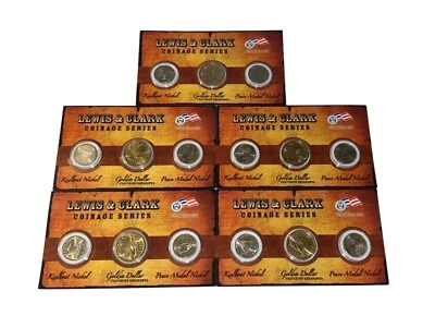 US Mint Lewis & Clark Coin Series 2004 P&D Nickels & 2000 Sacagawea $1 (x5 Sets) - Image 1 of 4