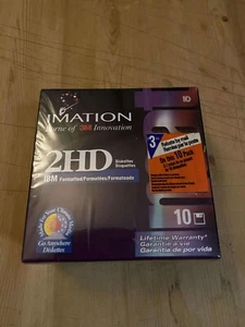 Imation 2HD Diskettes Box of 10 IBM Formatted 1.44MB Brand New Sealed Box s2 - Afbeelding 1 van 6