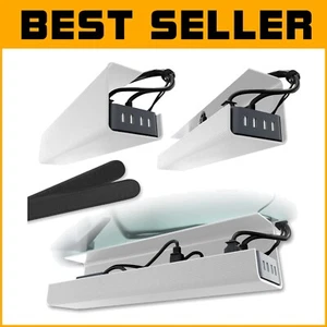 Modern White Cable Management Tray - No-Screw Installation Under Desk Organizer - Photo 1/9