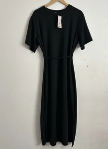 Tu Sainsbury's T-shirt Belted Maxi Dress Black Silver Shimmer Party Size 18 - Picture 1 of 12