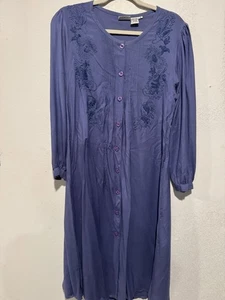 Vestido bordado estilo vintage funciona pequeño pradera cabaña azul púrpura - Imagen 1 de 6