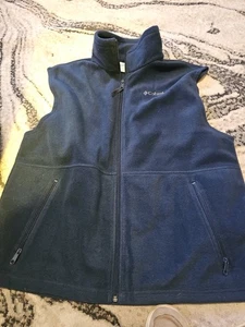 Chaleco grande Columbia para hombre azul poliéster cremallera completa polar - Imagen 1 de 3