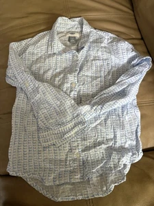 Old Navy Blue & White “love” Button Down Child Sz. 5 - Picture 1 of 3