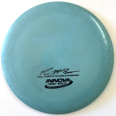 Innova Star Destroyer, Paul McBeth 4x Stamp Blue Lightweight 162g VERY FLAT Used - Image 1 of 4