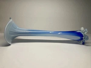Murano Jack In The Pulpit Blau Weiß Calla Lilie Vase Made In Italy 15" - Bild 1 von 24