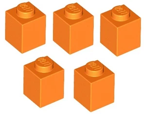 LEGO 5 New Bricks Orange 1 x 1 Stud Mosaic Block Building Part 3005 OR22 - Picture 1 of 2