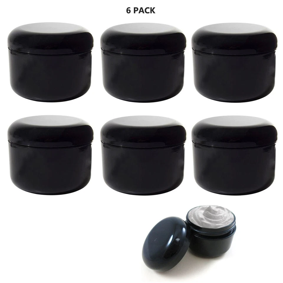 6 Pc Plastic Jars Cosmetic Sample Pot Cream Double Wall Lotion - Image 1 of 1