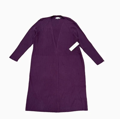 Nuevo cárdigan plumero berenjena XL tejido acanalado delantero abierto Calvin Klein para mujer Foto 1 de 2