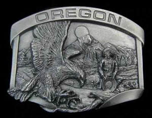 OREGON STATE WILDERNESS SCENE PEWTER BELT BUCKLE NEW! NICE! - Picture 1 of 1