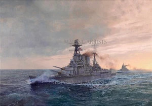 MAARTEN PLATJE - HMS Hood & Bismarck PAIR of Artist-Signed Ltd Editions on Paper - Picture 1 of 2