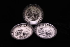 Royal Stafford Hayride Black 3 Coupe Cereal Bowls England 6 7/8 " - Picture 1 of 4