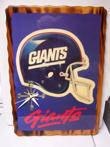 VINTAGE NFL Throwback New York Giants Football Wall Clock Lacquered Wood 3D Cover