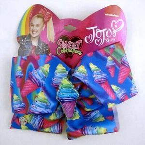 JoJo Siwa Sweet Celebrations Glitter Ice Cream Cone Party Hair Bow Heart Charm - Picture 1 of 10