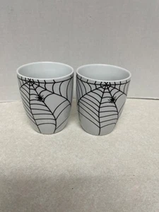 Spiderweb With Spiders Set Of 2 White Mugs Halloween Spider Arachnoid Fall - Picture 1 of 8