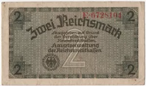 Nazi Germany 2 Reichsmark Banknotes Circulated WWII E-6728104 - Picture 1 of 2