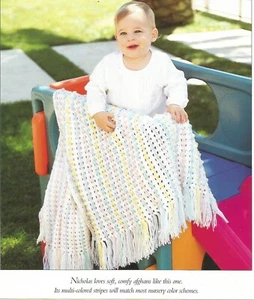 Clusters & Stripes Baby Blanket - 36" x 45" - Sport Yarn - Crochet Pattern ONLY - Picture 1 of 2