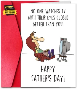 No One Watches TV with Their Eyes Closed Better than You Father’S Day Card, Funn - Picture 1 of 6