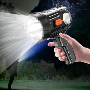 Super Bright Solar Rechargeable LED Spotlight Flashlight Searchlight For Hiking - Picture 1 of 12