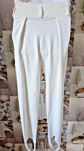Self Portrait Ivory Knitted Stirrups Skinny Casual Trousers Jompers US 0 UK 4 - Picture 1 of 6