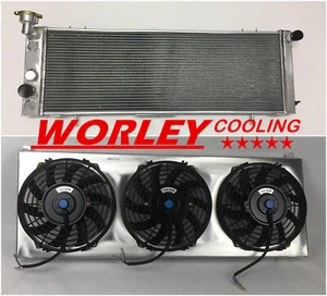 3 Rows Aluminum Radiator+Shroud+Fan For 1991-2001 Jeep Cherokee XJ Comanche 4.0L - Imagen 1 de 24
