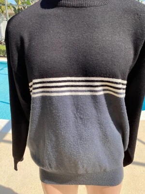 Suéter de Colección Meister Ski Negro Gris Rayas Cuello Redondo Para Hombre L Grande Mezcla de Lana Foto 1 de 4