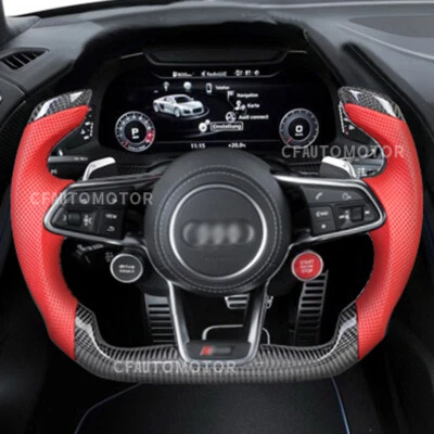 Real Carbon Fiber Racing Sport Steering Wheel Fit 16+ Audi R8 TT TTR TTRS - Imagem 1 de 4