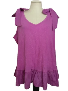 Terra & Sky lila Schulter zum Binden gesmoktes Strick Stufen Tank Top GR. 2X - Bild 1 von 10