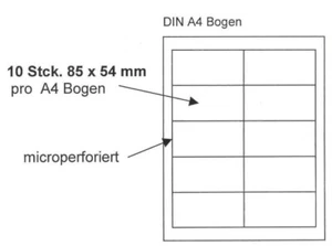 20 Bögen Visitenkarten Papier 85x54 mm mit je 10 Karten glatt für Laser Tinte - Bild 1 von 2