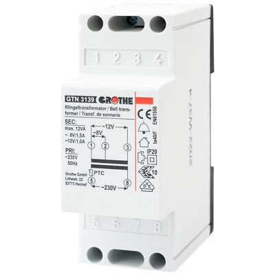 Klingeltransformator Grothe GTN 3139 Kingeltrafo 8/12V
