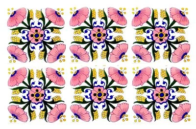 Blue Pottery Home Decor Moroccan Ceramic Handmade Wall Tiles 6 x 6 Inch Set Of 6 - Image 1 of 3