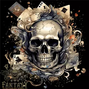 A Poker Skull Playing Cards Mens Light Cotton T-Shirt - Picture 1 of 4