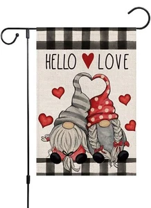 Valentinstag Wichtel Garten Flagge 12×18 Zoll Valentinstag Büffel kariert Bauernhaus - Bild 1 von 6